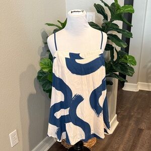 Anthropologie Navy and Cream Spaghetti Strap Top